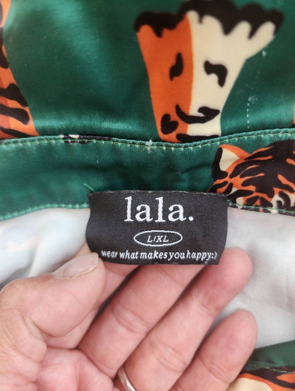DRESS IN LALA TIGER PRINT ROYAL SATIN TOP IN EMERALD SIZE XXL NWOT - Picture 5 of 16